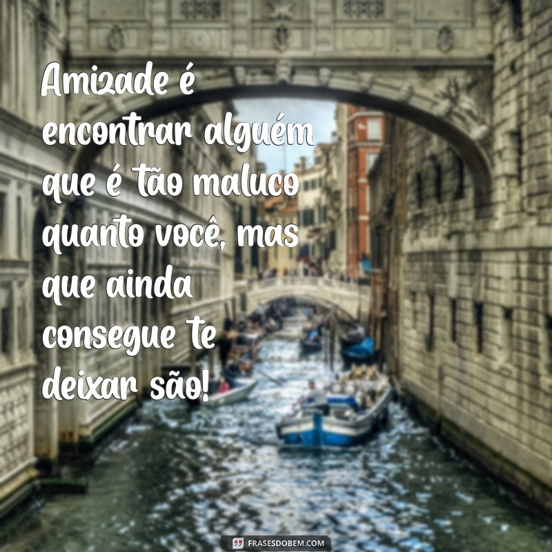 frases de amizade loucas e divertidas Amizade é encontrar alguém que é tão maluco quanto você, mas que ainda consegue te deixar são!