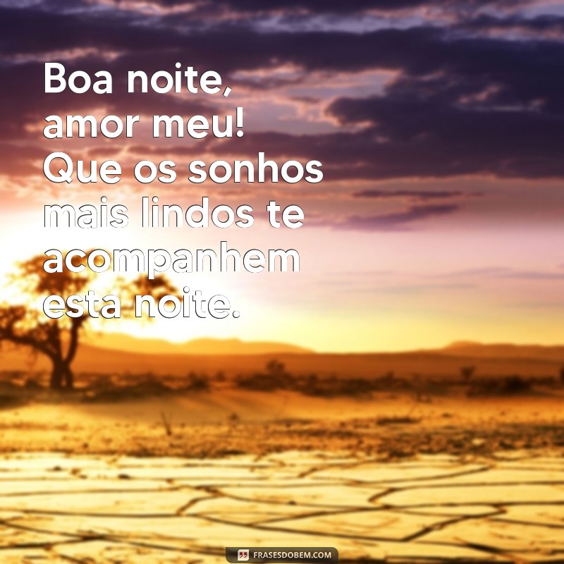 boa noite amor meu Boa noite, amor meu! Que os sonhos mais lindos te acompanhem esta noite.