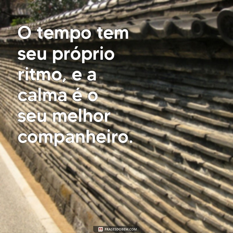 tempo vai com calma O tempo tem seu próprio ritmo, e a calma é o seu melhor companheiro.