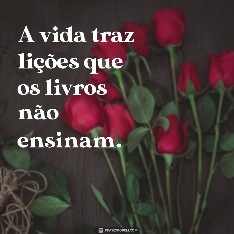 frases com traz A vida traz lições que os livros não ensinam.