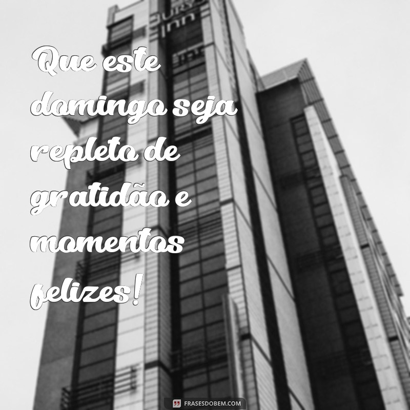 feliz domingo com gratidão Que este domingo seja repleto de gratidão e momentos felizes!