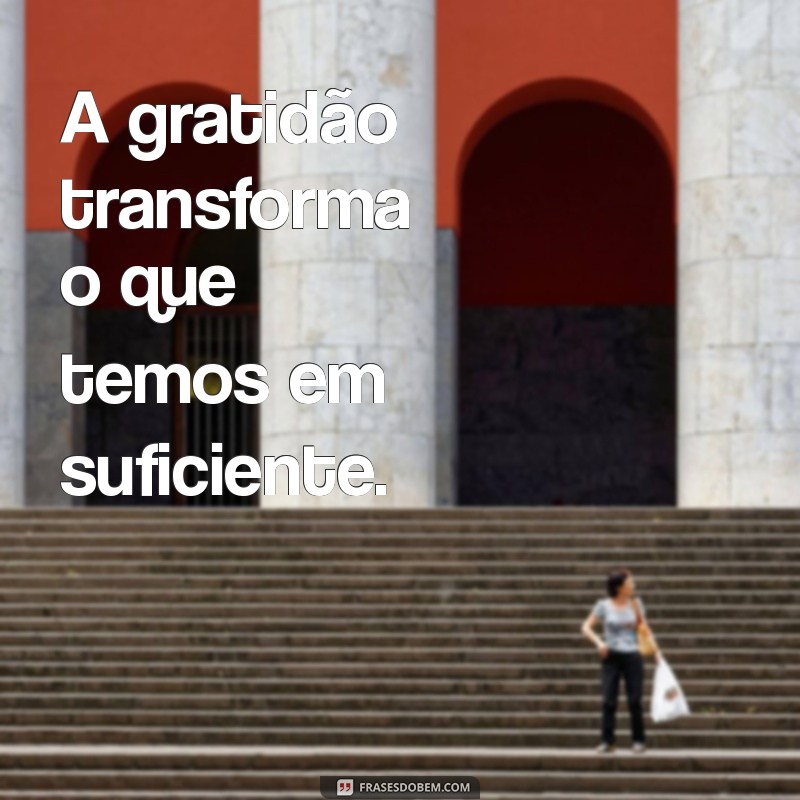 a gratidão A gratidão transforma o que temos em suficiente.