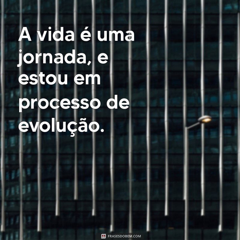 em processo de evolução A vida é uma jornada, e estou em processo de evolução.