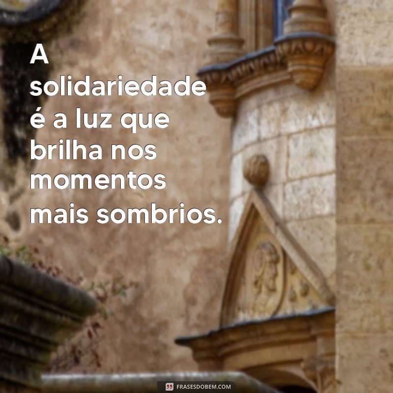 uma frases com a palavra solidariedade A solidariedade é a luz que brilha nos momentos mais sombrios.