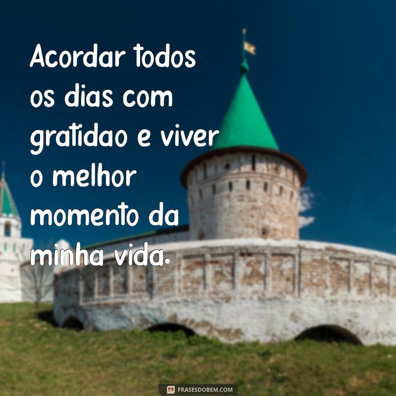 vivendo o melhor momento da minha vida Acordar todos os dias com gratidão é viver o melhor momento da minha vida.