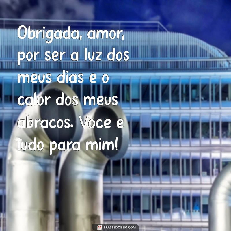 msg de agradecimento para namorado Obrigada, amor, por ser a luz dos meus dias e o calor dos meus abraços. Você é tudo para mim!