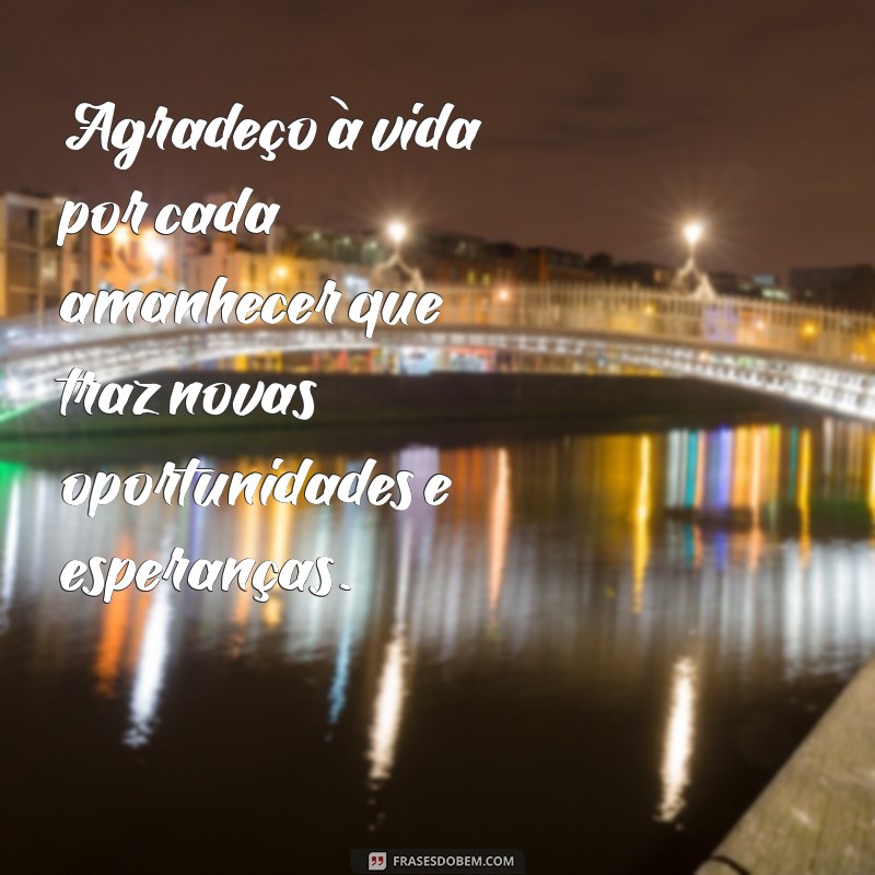 mensagem de agradecimento a vida Agradeço à vida por cada amanhecer que traz novas oportunidades e esperanças.