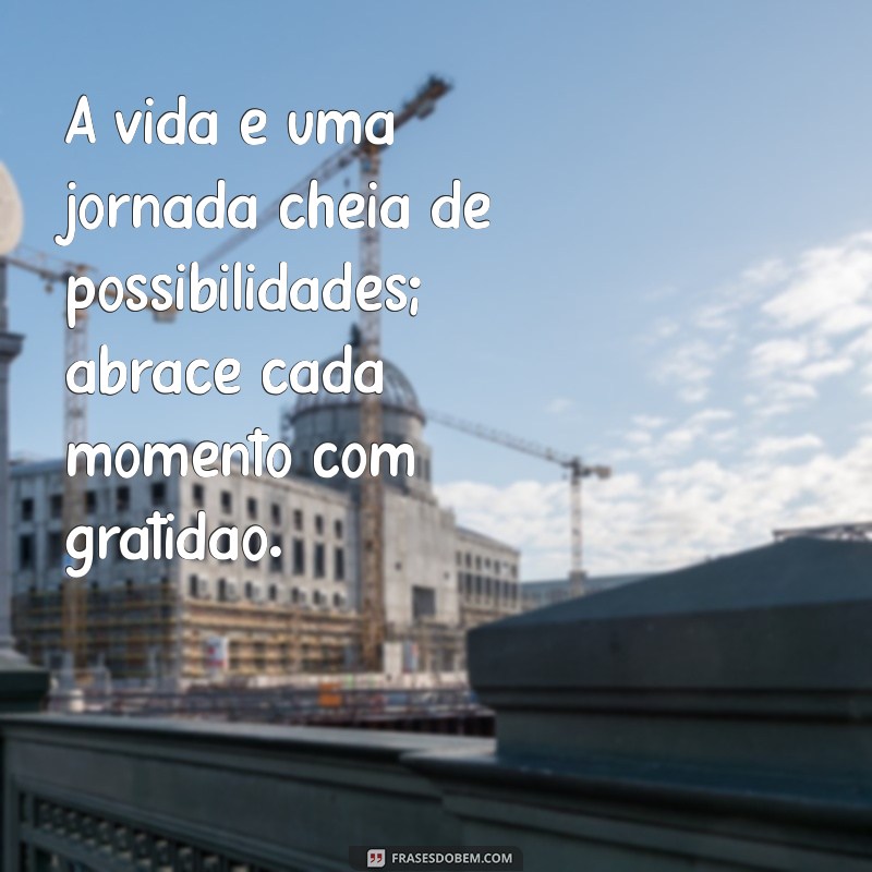 mensagem de incentivo a vida A vida é uma jornada cheia de possibilidades; abrace cada momento com gratidão.