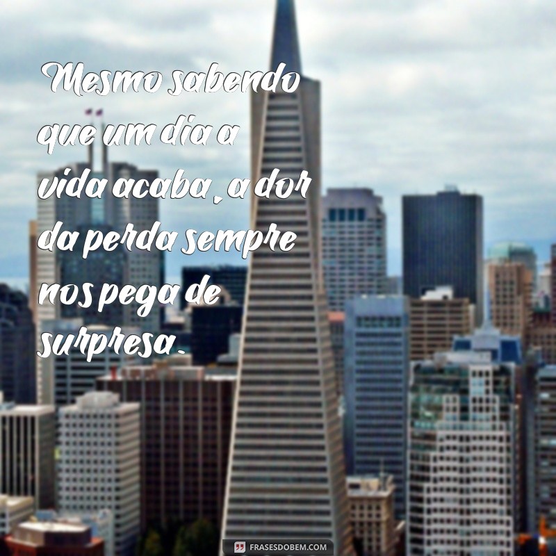 mesmo sabendo que um dia a vida acaba nós nunca estamos preparados para perder alguém Mesmo sabendo que um dia a vida acaba, a dor da perda sempre nos pega de surpresa.