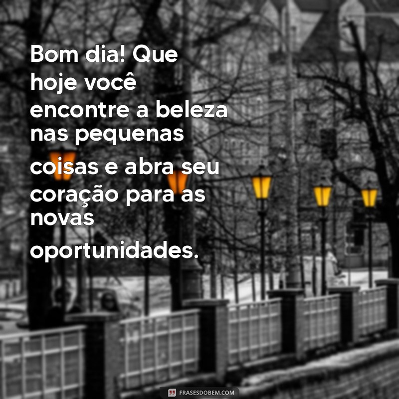 mensagem de bom dia vida Bom dia! Que hoje você encontre a beleza nas pequenas coisas e abra seu coração para as novas oportunidades.