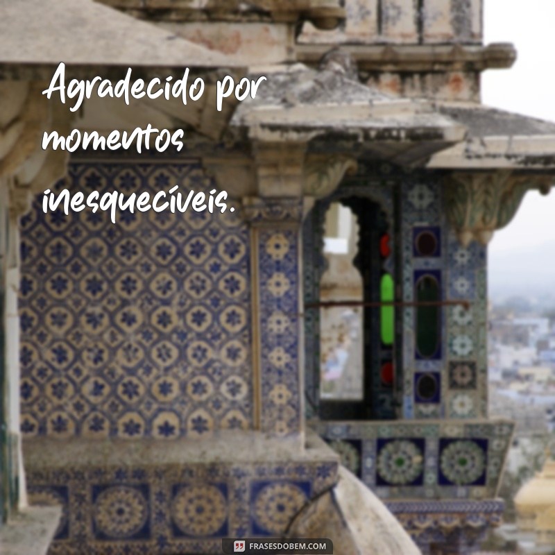 frases para tags de agradecimento Agradecido por momentos inesquecíveis.