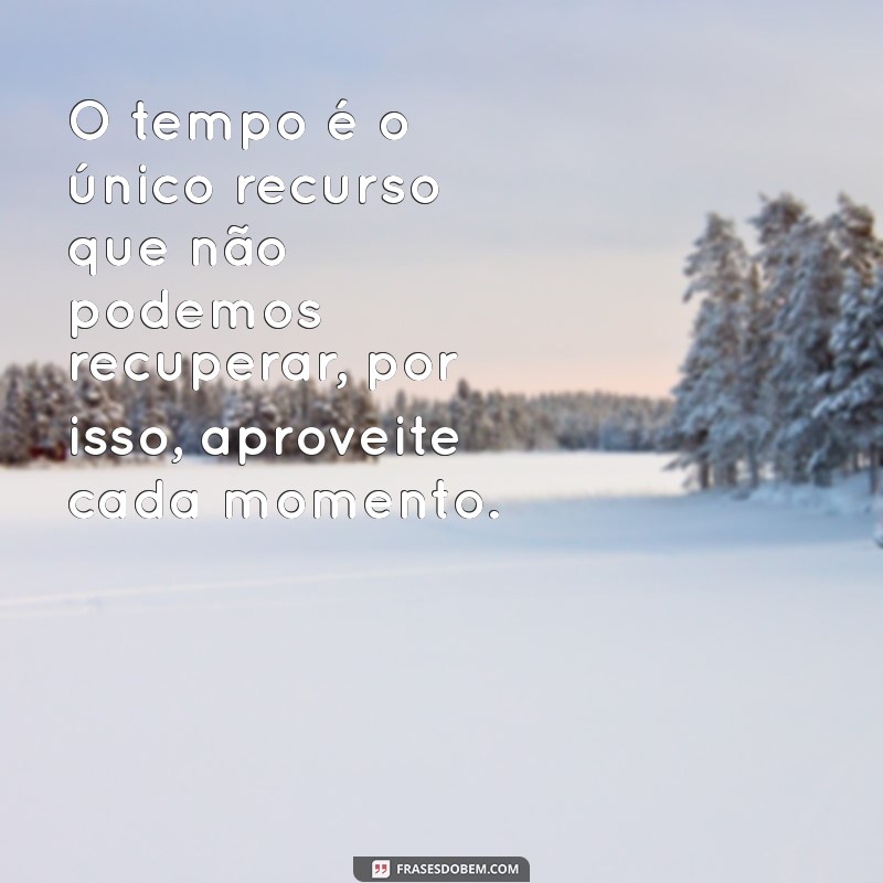 frases sobre o tempo O tempo é o único recurso que não podemos recuperar, por isso, aproveite cada momento.