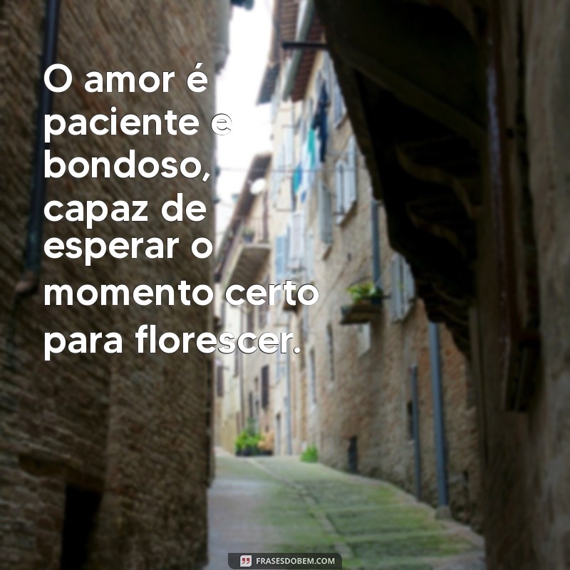 o amor é paciente é bondoso O amor é paciente e bondoso, capaz de esperar o momento certo para florescer.