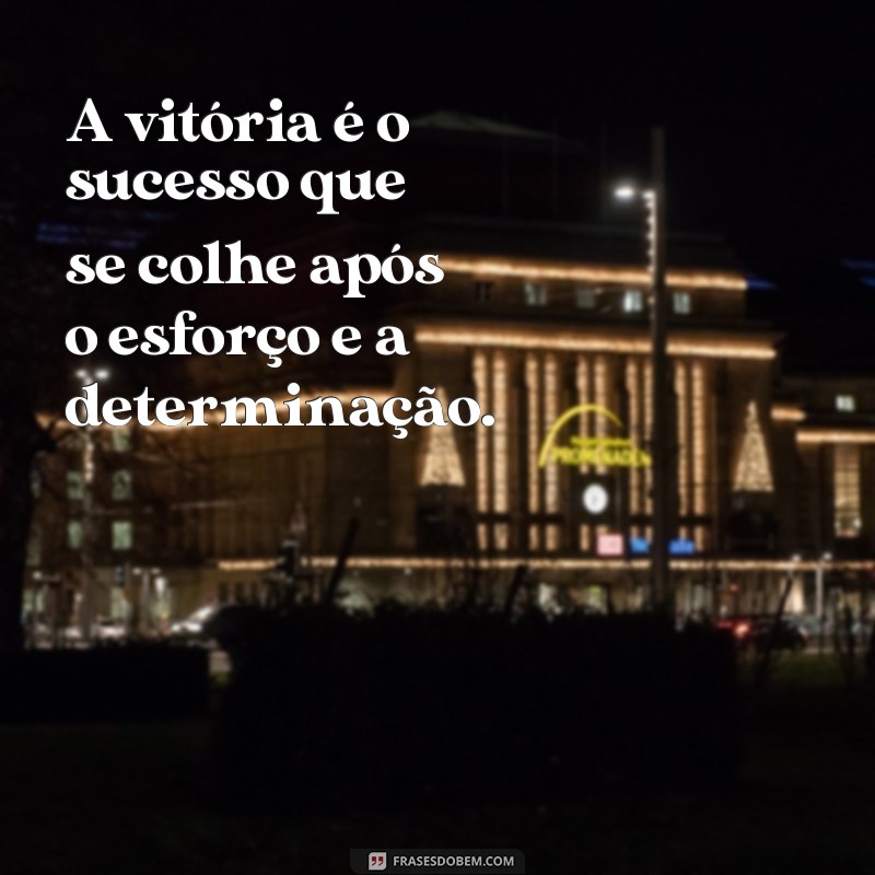 frases vitória é sucesso A vitória é o sucesso que se colhe após o esforço e a determinação.