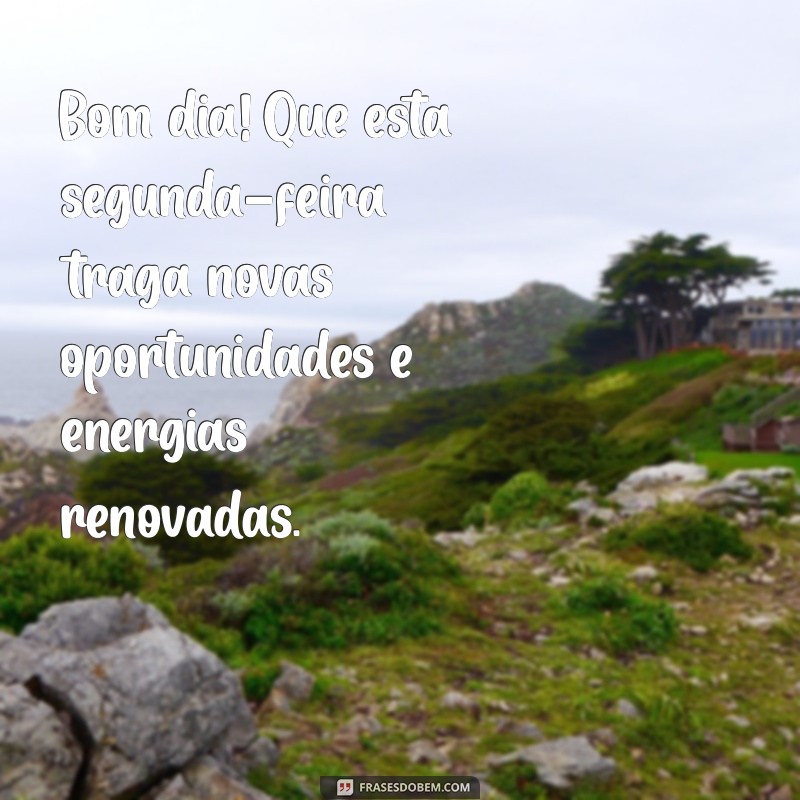 frases bom dia segunda feira Bom dia! Que esta segunda-feira traga novas oportunidades e energias renovadas.