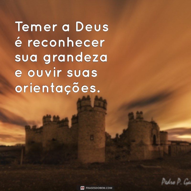 o que é temer a deus Temer a Deus é reconhecer sua grandeza e ouvir suas orientações.