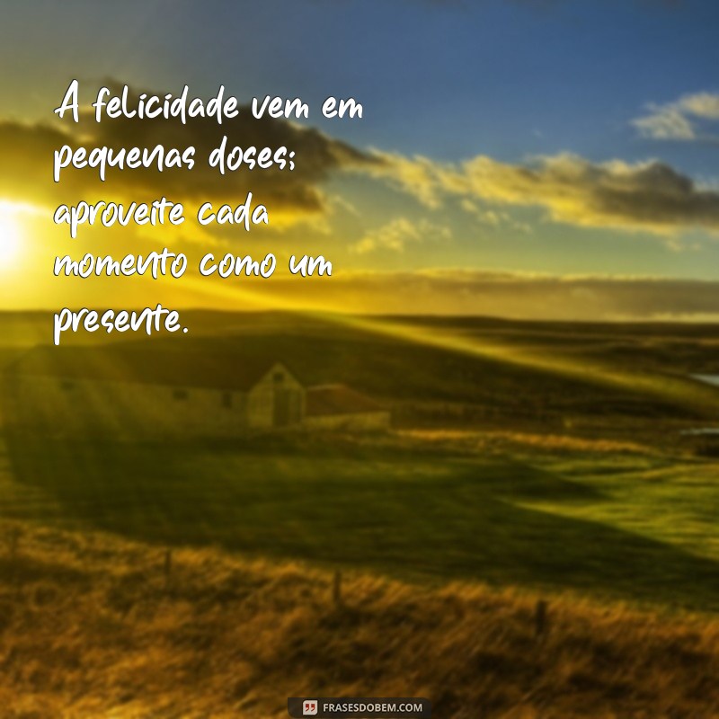 frases felizes A felicidade vem em pequenas doses; aproveite cada momento como um presente.