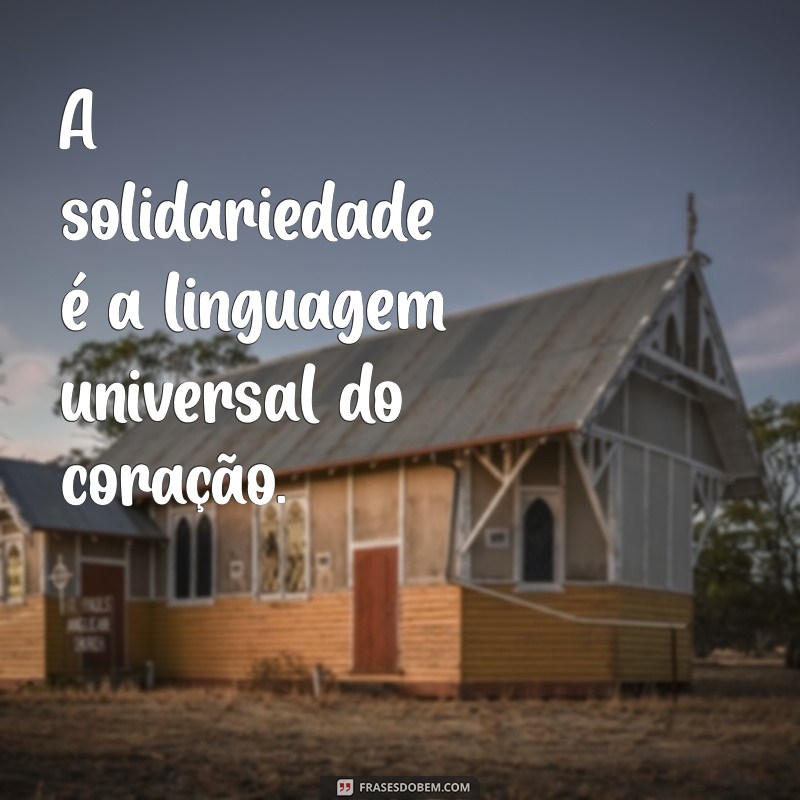 frases sobre solidariedade A solidariedade é a linguagem universal do coração.