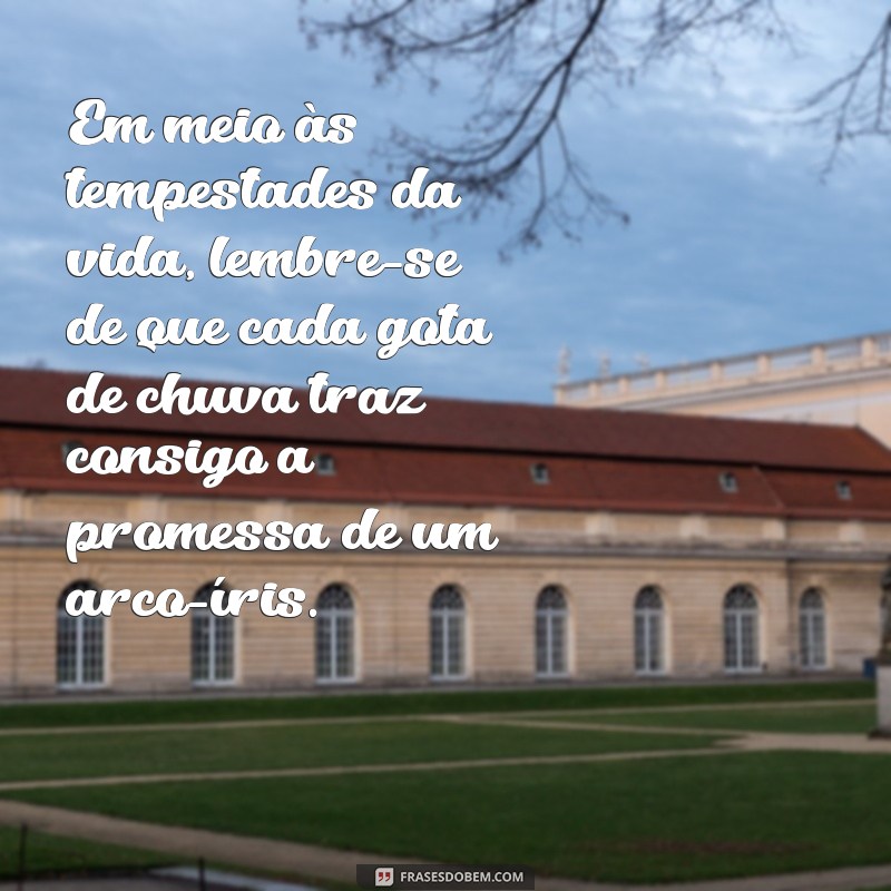 texto de motivação e fé Em meio às tempestades da vida, lembre-se de que cada gota de chuva traz consigo a promessa de um arco-íris.