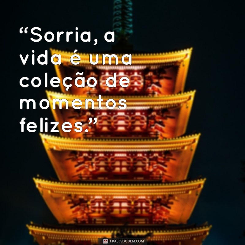 frases tapa do dia “Sorria, a vida é uma coleção de momentos felizes.”