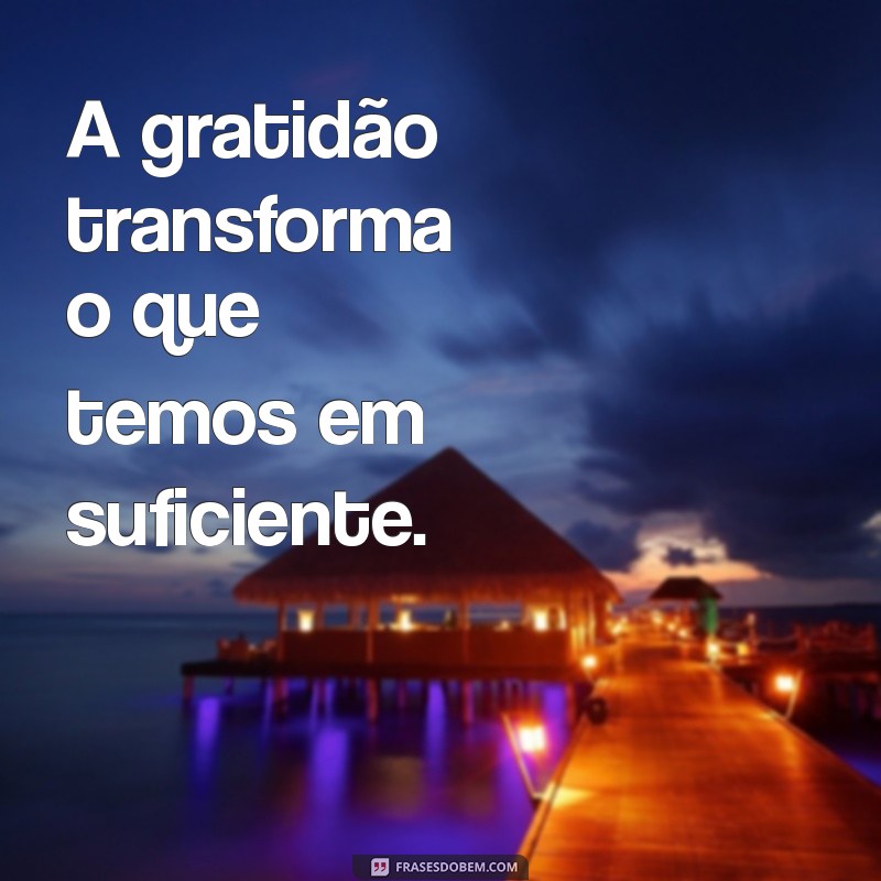 frases sobre agradecimento A gratidão transforma o que temos em suficiente.