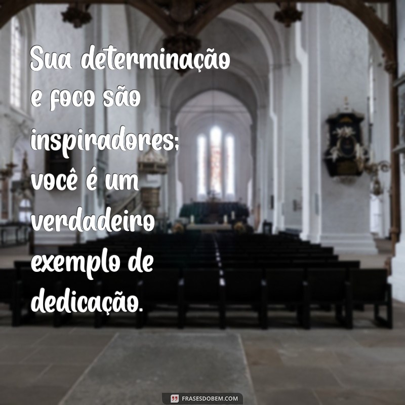 elogio para aluno dedicado Sua determinação e foco são inspiradores; você é um verdadeiro exemplo de dedicação.