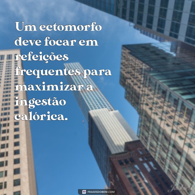 quantas vezes um ectomorfo deve comer por dia Um ectomorfo deve focar em refeições frequentes para maximizar a ingestão calórica.