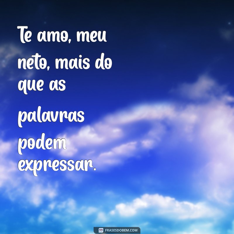 te amo meu neto Te amo, meu neto, mais do que as palavras podem expressar.