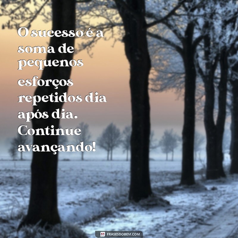 mensagens de incentivo profissional O sucesso é a soma de pequenos esforços repetidos dia após dia. Continue avançando!