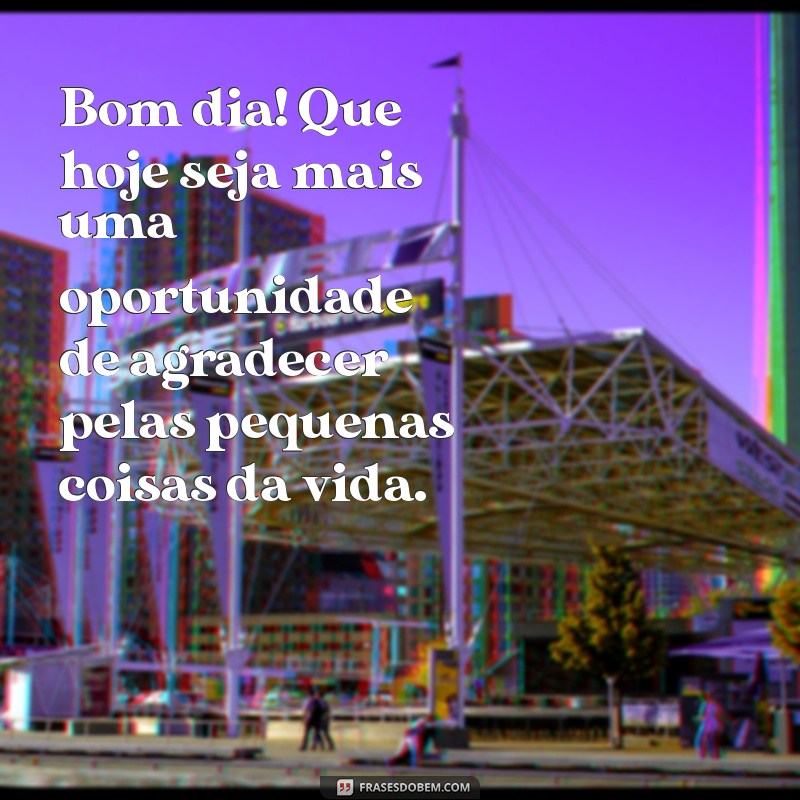 frases de bom dia de agradecimento Bom dia! Que hoje seja mais uma oportunidade de agradecer pelas pequenas coisas da vida.