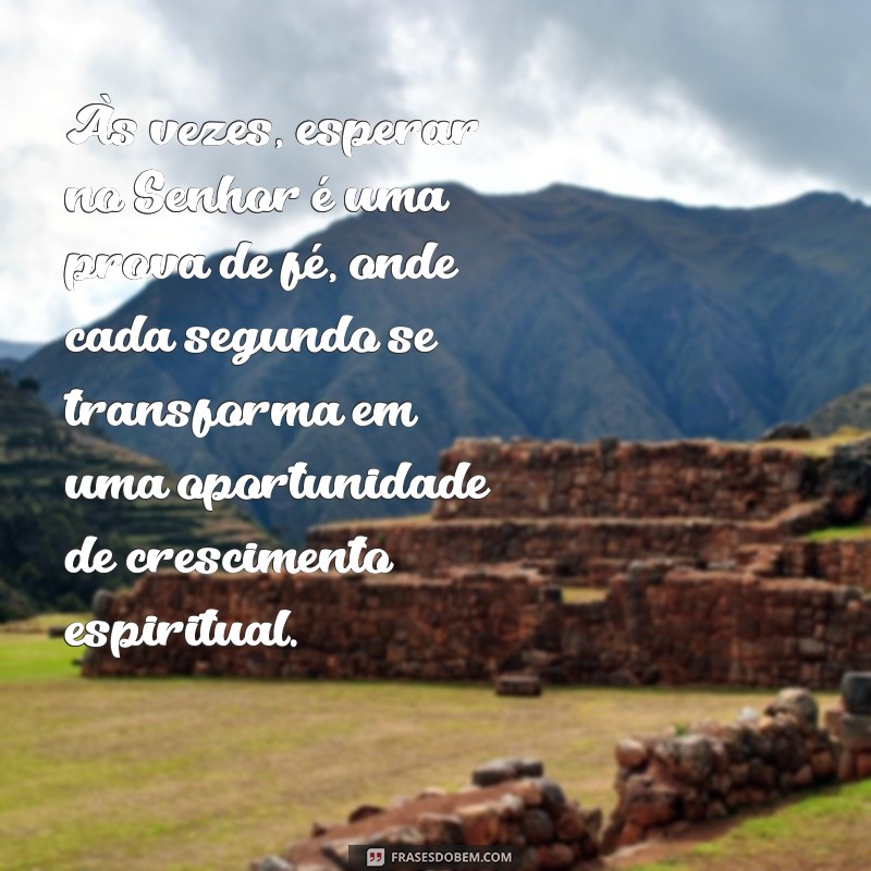 reflexão sobre esperar no senhor Às vezes, esperar no Senhor é uma prova de fé, onde cada segundo se transforma em uma oportunidade de crescimento espiritual.