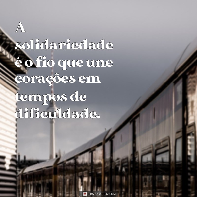 solidariedade frases A solidariedade é o fio que une corações em tempos de dificuldade.