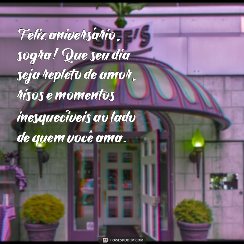 texto de feliz aniversário para sogra Feliz aniversário, sogra! Que seu dia seja repleto de amor, risos e momentos inesquecíveis ao lado de quem você ama.