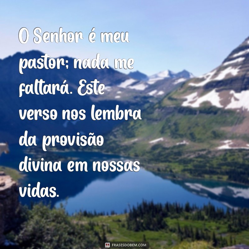 salmos 23 estudo O Senhor é meu pastor; nada me faltará. Este verso nos lembra da provisão divina em nossas vidas.