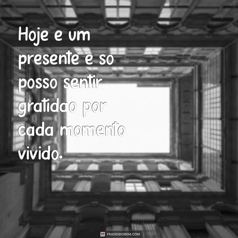 so gratidão pelo dia de hoje Hoje é um presente e só posso sentir gratidão por cada momento vivido.