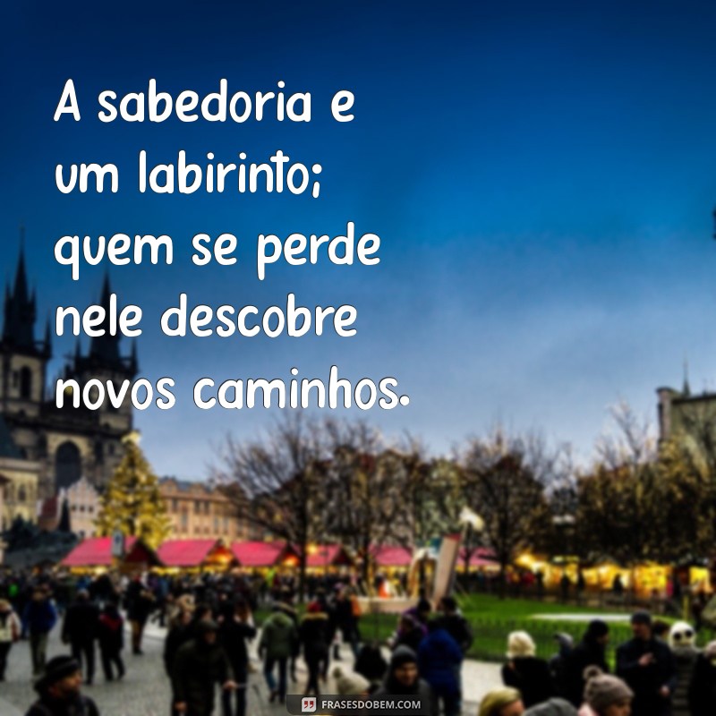 confundir os sábios A sabedoria é um labirinto; quem se perde nele descobre novos caminhos.