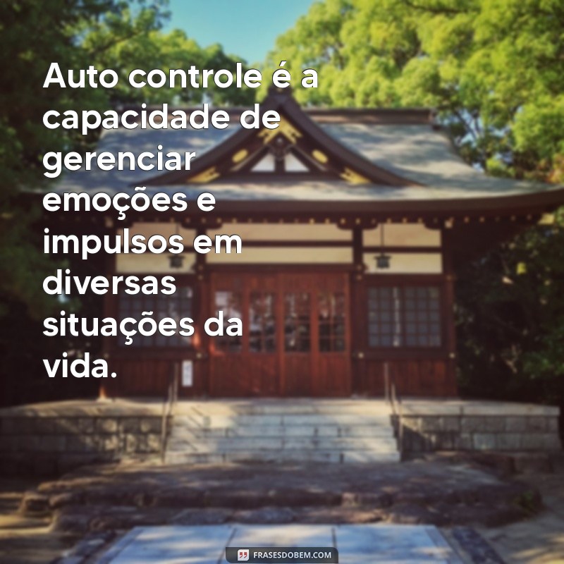 auto controle significado Auto controle é a capacidade de gerenciar emoções e impulsos em diversas situações da vida.