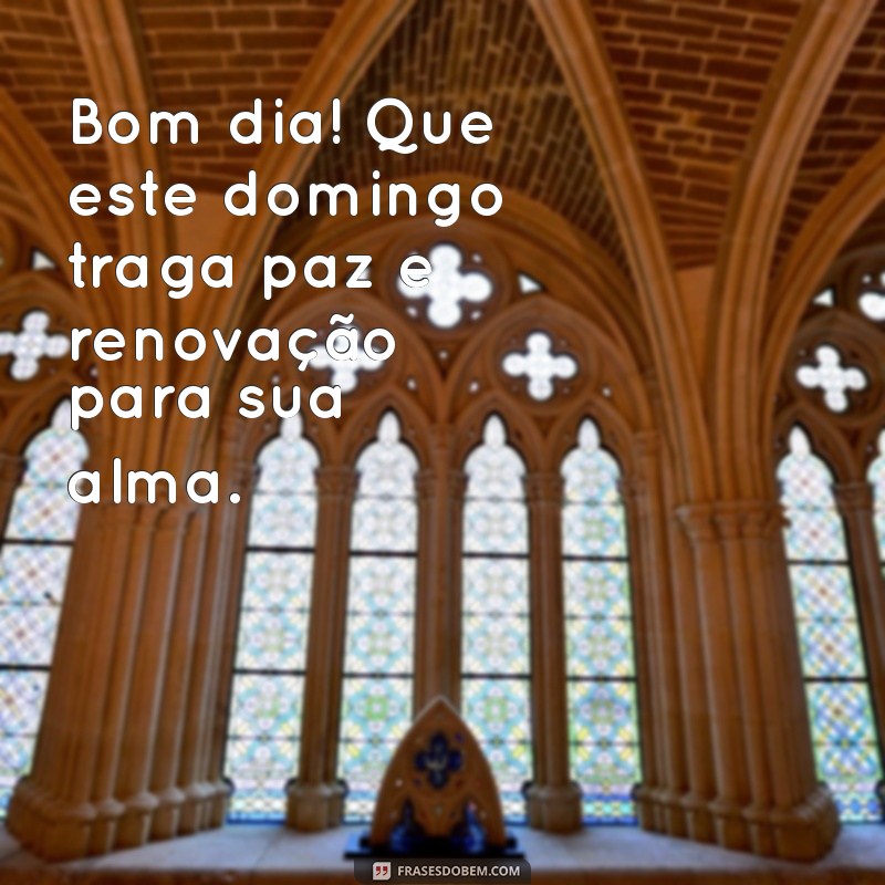 mensagens de bom dia de domingo Bom dia! Que este domingo traga paz e renovação para sua alma.