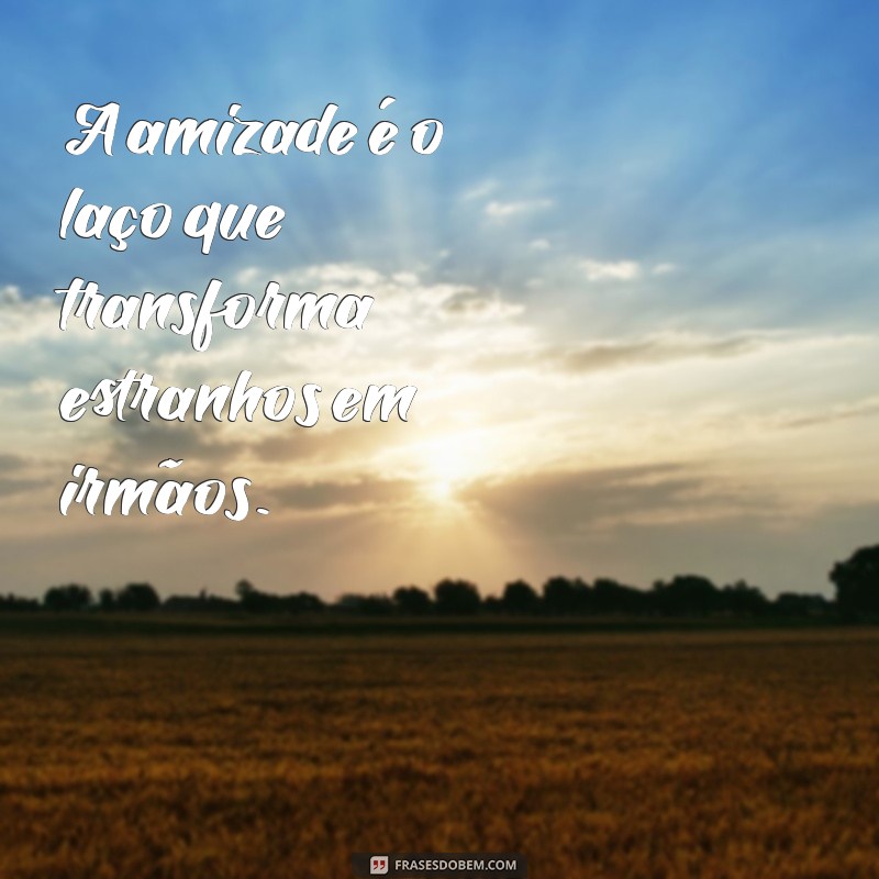 frases com amizade A amizade é o laço que transforma estranhos em irmãos.