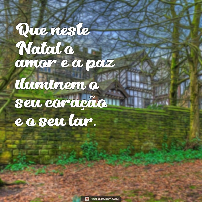 frases cartãozinho natalino Que neste Natal o amor e a paz iluminem o seu coração e o seu lar.