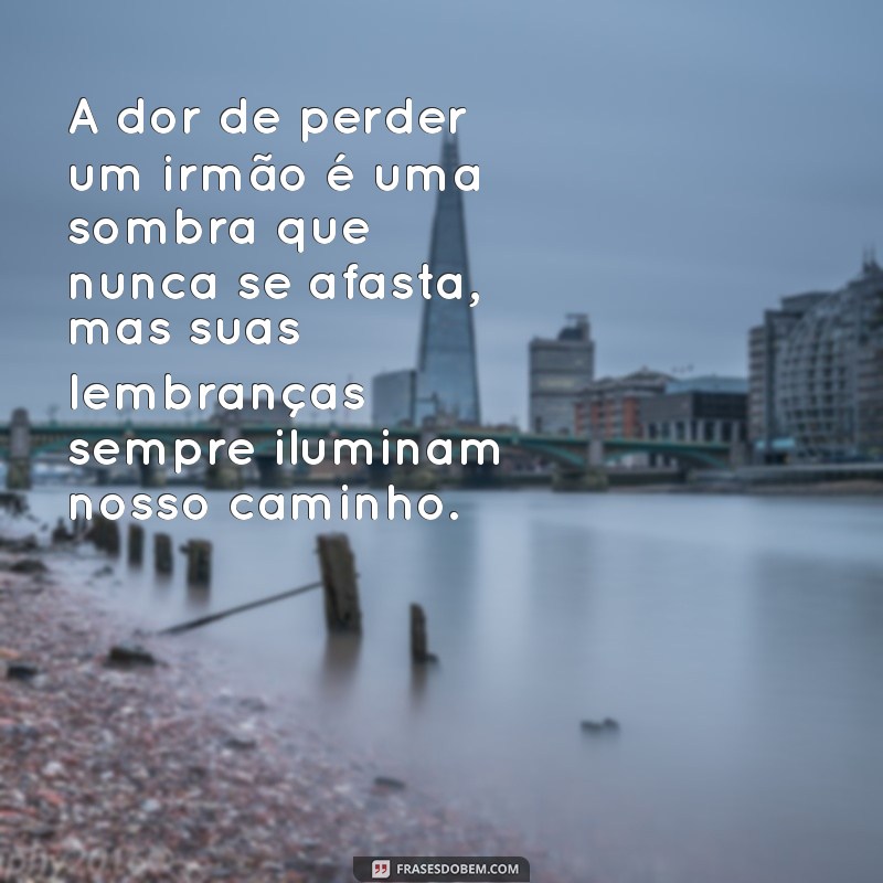 mensagem de perda de um irmão A dor de perder um irmão é uma sombra que nunca se afasta, mas suas lembranças sempre iluminam nosso caminho.