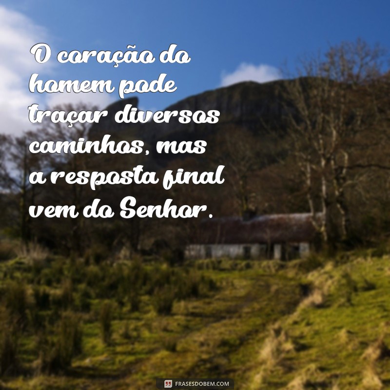 o coração do homem faz planos mas a resposta vem do senhor O coração do homem pode traçar diversos caminhos, mas a resposta final vem do Senhor.