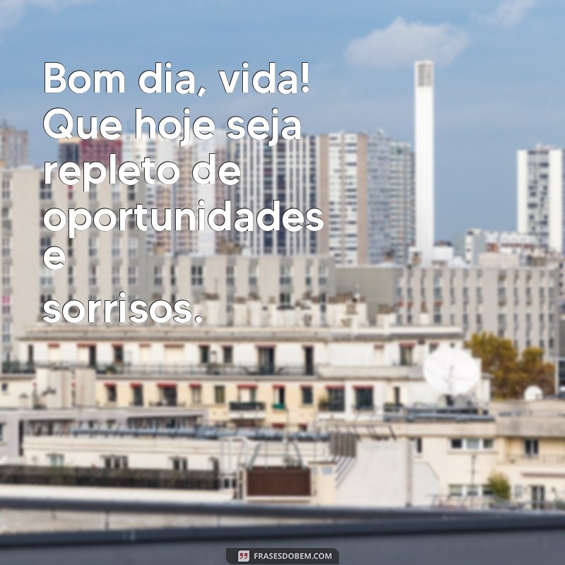 msg bom dia vida Bom dia, vida! Que hoje seja repleto de oportunidades e sorrisos.