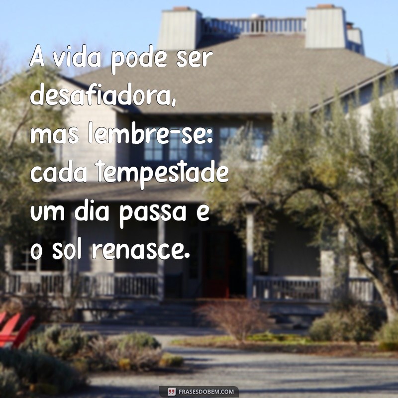 mensagem de força e conforto A vida pode ser desafiadora, mas lembre-se: cada tempestade um dia passa e o sol renasce.