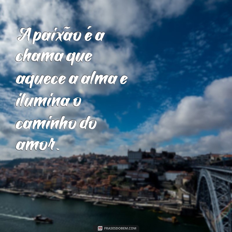 frases sobre paixao A paixão é a chama que aquece a alma e ilumina o caminho do amor.