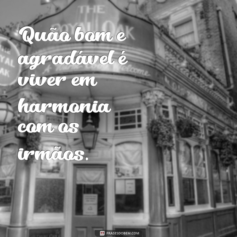 quão bom e agradável que os irmãos Quão bom e agradável é viver em harmonia com os irmãos.