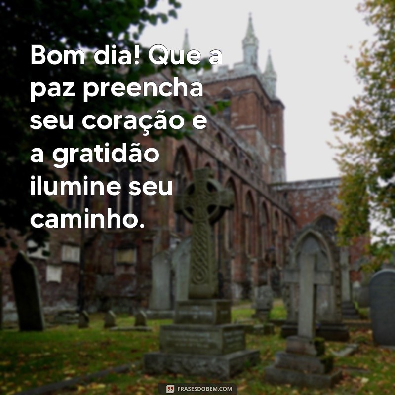 paz bom dia gratidão Bom dia! Que a paz preencha seu coração e a gratidão ilumine seu caminho.