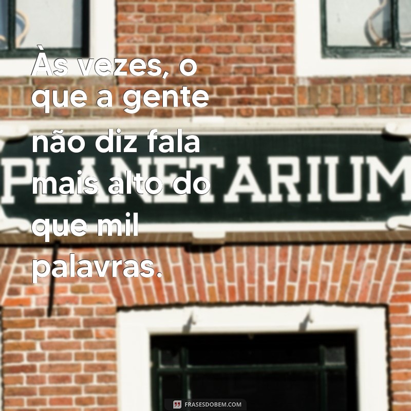 indiretas para ex marido Às vezes, o que a gente não diz fala mais alto do que mil palavras.