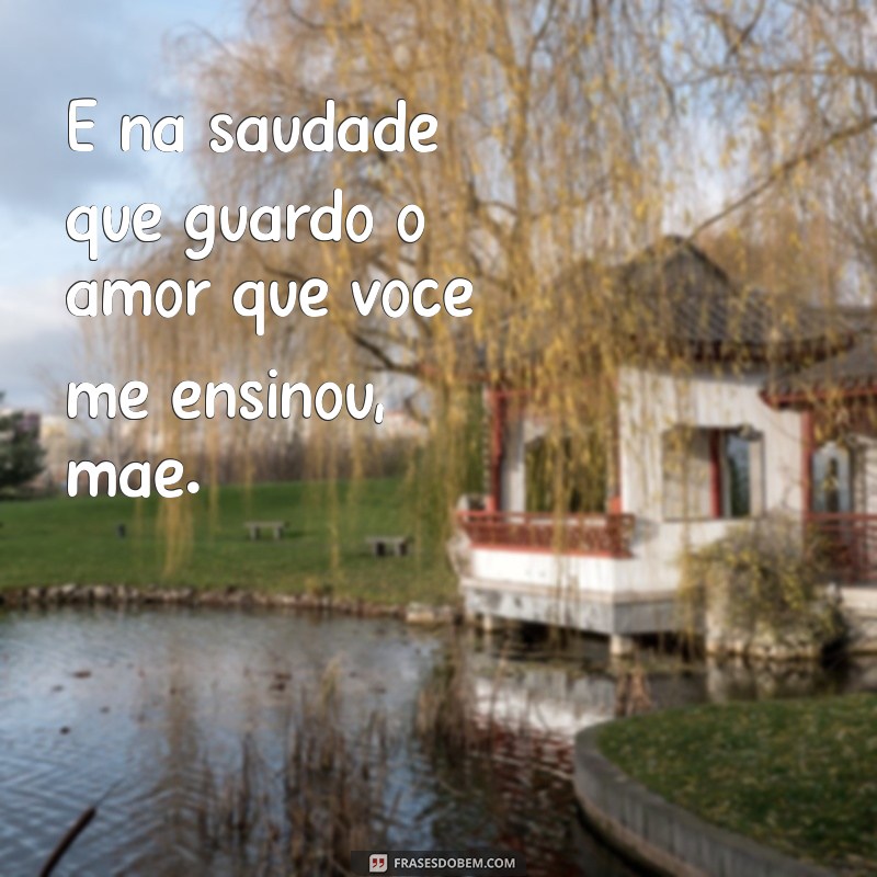 mensagem de saudade de mãe É na saudade que guardo o amor que você me ensinou, mãe.