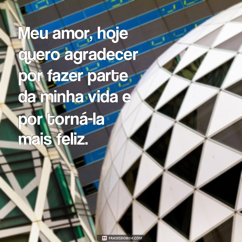 frases texto de agradecimento para namorado Meu amor, hoje quero agradecer por fazer parte da minha vida e por torná-la mais feliz.